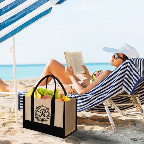 Vista 34 de Bolsa de mano personalizada de yute para mujeres, regalos para el día de la madre, regalo de Navidad de cumpleaños para mujeres y amigas