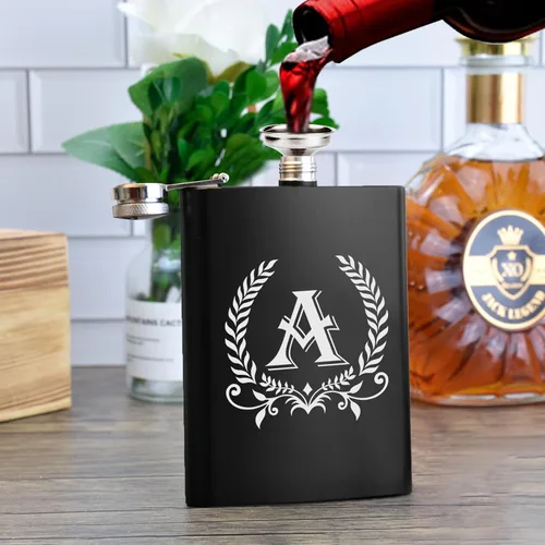 Vista 4 de ELEGANTPARK Petacas para Licor para Hombres con Iniciales Monogramadas Regalos para Hombres Cumpleaños Regalos Personalizados para Él Padrinos Papá