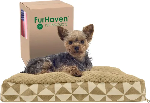 Vista 29 de Furhaven - Cama para perros y gatos, cojín de lujo, diseño rectangular tradicional, cama para mascotas con funda extraíble para perros y gatos