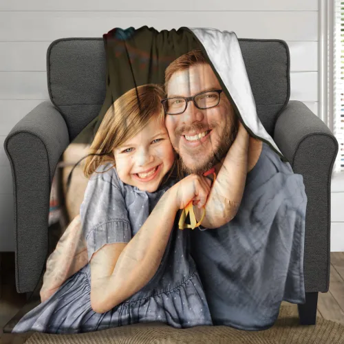 Vista 2 de Manta personalizada con texto en imagen, manta personalizada para papá, novio, mantas de franela personalizadas para papá, regalos de esposa, hija