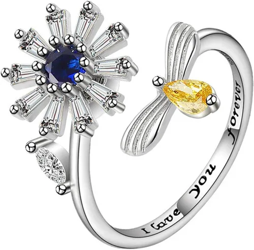 Vista 96 de Anillo de plata 925, anillos de plata ajustables para mujer, anillos de pulgar abiertos, anillos de circonio, anillos ajustables, anillos abiertos