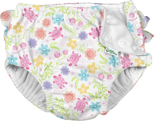 Vista 13 de green sprouts Snap Reusable Absorbent Swimsuit Diaper Dinosaurios Aqua
