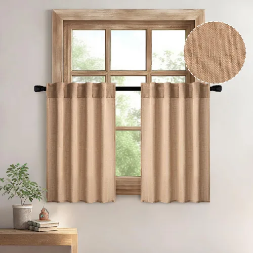 Vista 101 de MIULEE - Cortinas semitraslúcidas suaves y gruesas con textura de lino para cocina y ventana de baño, con trabilla trasera y bolsillo para Blanco