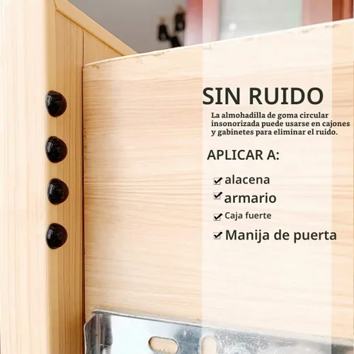 Vista 4 de 100 piezas de almohadillas adhesivas para pies de goma, almohadillas parachoques para puertas, amortiguadores de ruido autoadhesivos, pequeños