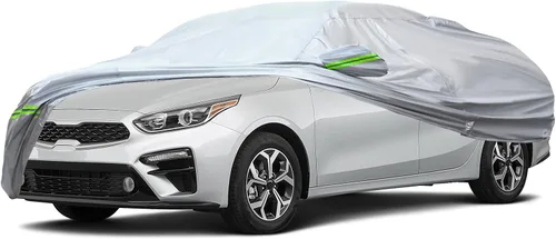 Vista 26 de AUQDD Funda de automóvil sedán de 6 capas de alta calidad, impermeable, para todo tipo de clima, resistente a la intemperie, protección solar UV