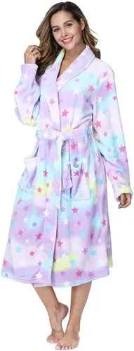 Vista 3 de RONGTAI Bata de baño para mujer, de felpa, cálida, larga, de forro polar, ropa de dormir
