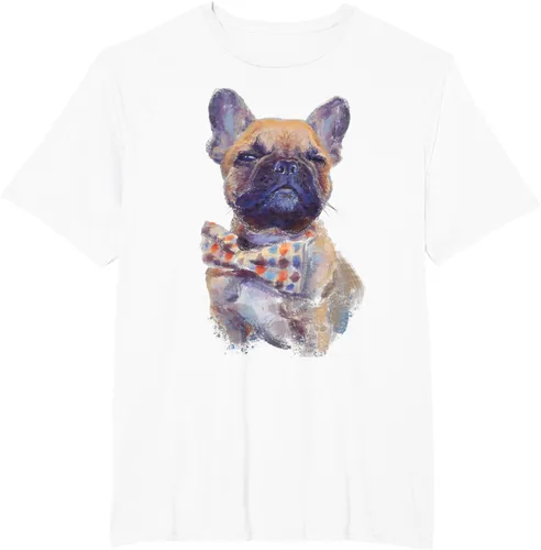Vista 8 de Camiseta de bulldog francés con estampado realista, artística de bulldog francés, Negro, S