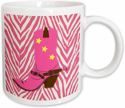 Vista 13 de 3dRose Taza de café, tamaño - 15oz - Imagen de la bota de vaquero rosa femenina en la vida campestre Chevron rosa - divertido regalo de taza de café