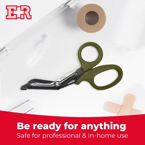 Vista 6 de Ever Ready First Aid Tijeras De Vendaje En Autoclavable Titanio Bonded 7 1/4" Bent - Olive Green