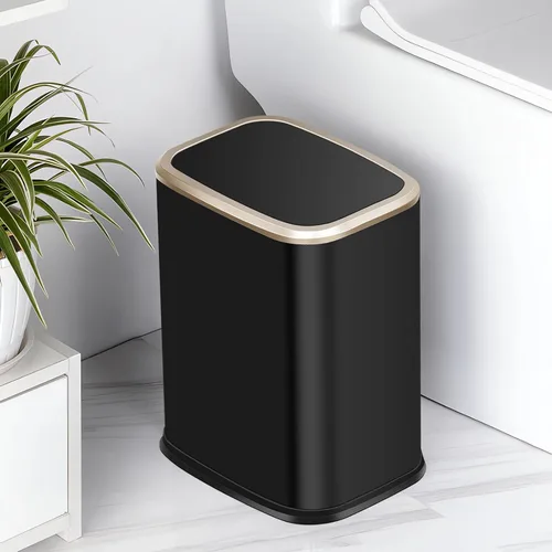 Vista 2 de Cubo de basura pequeño de 2 galones para oficina y baño con tapa oscilante, cubo de basura para sala de estar, dormitorio, cubo interior, cubo