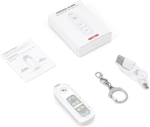Vista 8 de AMIR Alarma de seguridad personal para mujer, linterna recargable con clip, alarma personal de sonido seguro de 130 dB con luces estroboscópicas