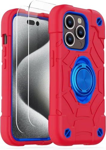 Vista 46 de KCJ Funda para iPhone SE 2022/2020, iPhone 8/7/6/6S, con [2×Protectores de Pantalla][Soporte de Anillo] Silicona Suave+PC Duro Protección Completa