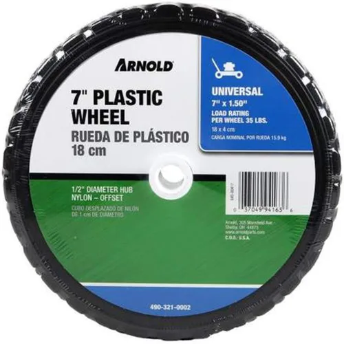 Vista 2 de Arnold 490-321-0002 - Rueda de plástico con capacidad de carga de 35 libras, 7 pulgadas x 1.5 pulgadas, color negro