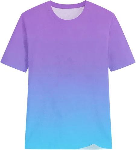 Vista 3 de Blusas elegantes para mujer, estilo casual, con estampado degradado, de verano, de manga corta, cuello redondo, suave