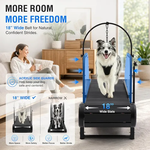 Vista 5 de Non-Motorized Dog Treadmill for Large/Medium Dogs with Pedometer, Wide Running Slatmill, Self-Powered with Brake, 5-Level Incline, Heavy Duty