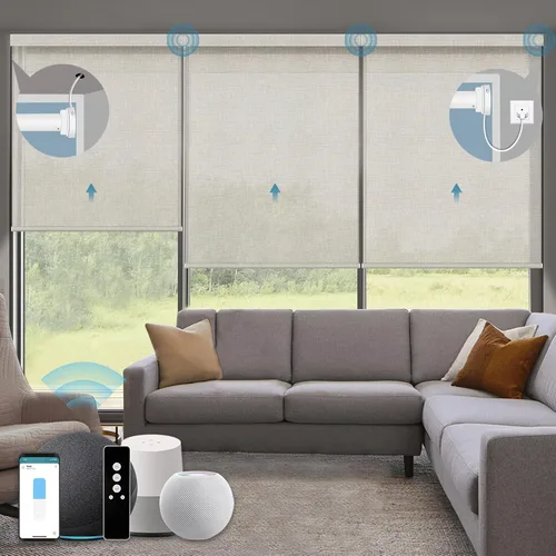 Vista 17 de Persianas enrollables inteligentes, persianas enrollables con cable 1% de apertura, compatibles con Google Home Alexa, persianas automáticas 1%