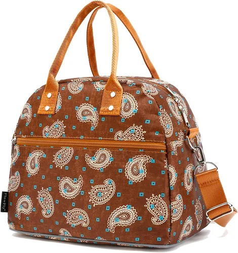 Vista 27 de FlowFly Fiambrera térmica con correa de hombro y asas para mujer, hombre y niños, amplia y reutilizable, congelable, bolso organizador de alimentos
