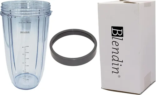 Vista 5 de Blendin Tarro de repuesto extra grande de 32 onzas con anillo de labios cómodo, compatible con Nutribullet 600W, 900W, NB-101B, NB-101S, NB-201