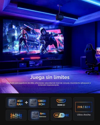 Vista 2 de Solución de cine Hidden Pro Picture Cine: proyector láser AWOL Valerion Pro2 4K con pantalla de proyector motorizada PureVision de 150 pulgadas