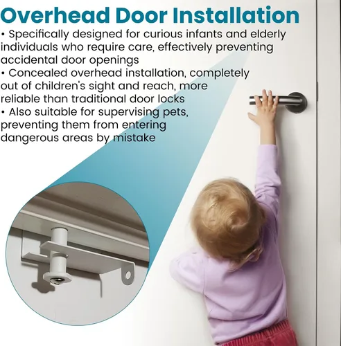Vista 5 de Cerradura superior de puerta de seguridad para niños evita que los niños y mascotas abran la puerta, cerradura de puerta superior para puertas