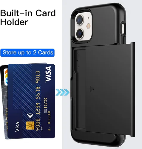Vista 3 de JETech Funda tipo cartera para iPhone 12/12 Pro de 6.1 pulgadas con tarjetero, cubierta protectora a prueba de golpes de doble capa, ranura oculta