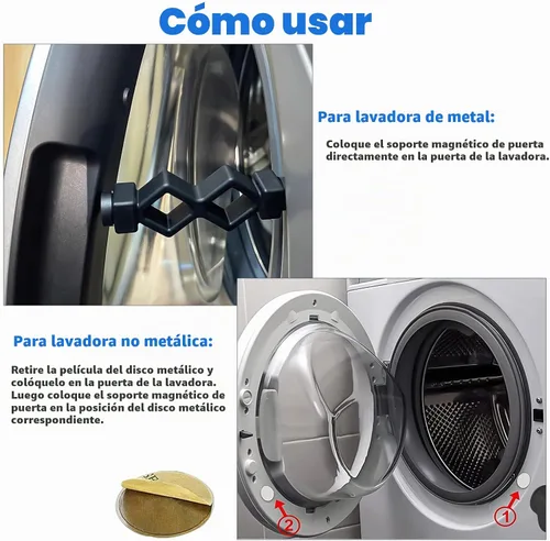 Vista 8 de Accesorio de puerta de lavadora corta, "más corto, ahorro de espacio", mantiene la puerta del cargador frontal abierta, compacta para cuarto