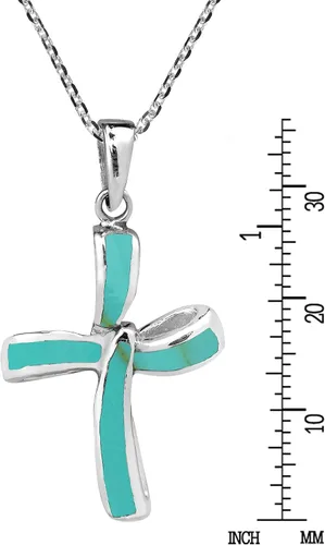 Vista 5 de infinity Twist Cruz IMitación Turquesa Collar Con Colgante De Plata De Ley 925.