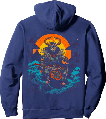 Vista 3 de Sudadera con capucha de mitología japonesa Tsukuyomi, Negro
