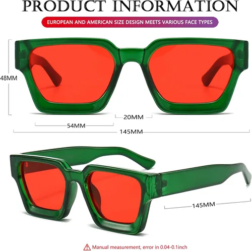 Vista 5 de AIEYEZO Gafas de sol cuadradas para mujeres y hombres, gafas de sol cuadradas con montura gruesa, estilo de diseñador simple
