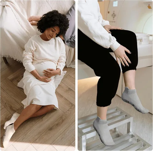 Vista 6 de Hstyle 6 pares de calcetines de yoga con agarres para mujeres y hombres, ideales para ballet, entrenamiento descalzo, calcetines antideslizantes