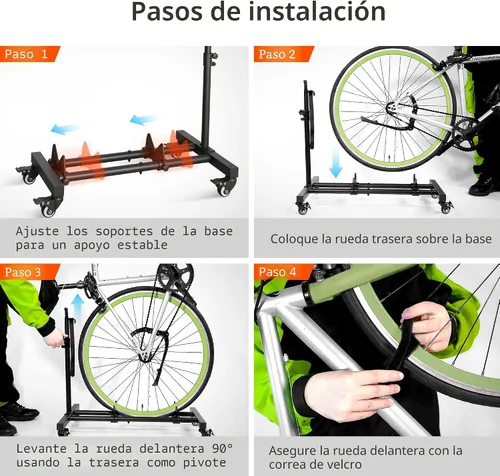 Vista 9 de Sttoraboks Soporte vertical para bicicleta, soporte de bicicleta independiente para garaje, soporte vertical para bicicleta, soporte para bicicleta
