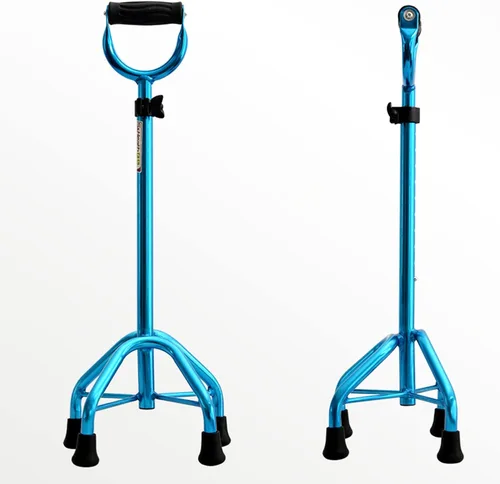 Vista 7 de Bastón cuádruple para ancianos, tetrápodo ajustable con 4 patas, base grande, cómodo mango en forma de U, ayuda de movilidad ligera de aluminio