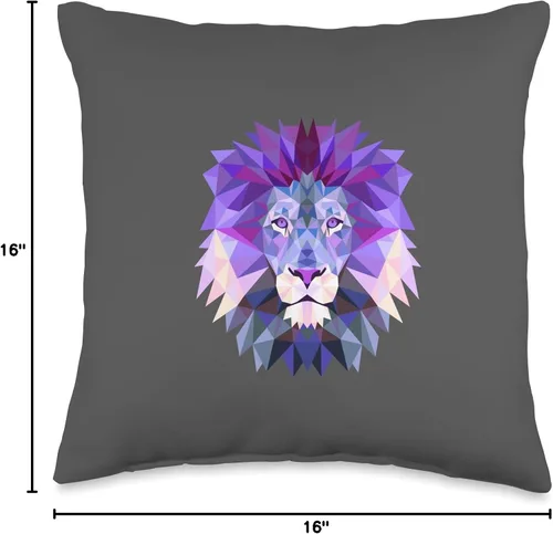 Vista 4 de löwe in purple Lion Zodiac Astroface - Almohada de polígono OM con ojo de chakra morado, 16 x 16 pulgadas, multicolor