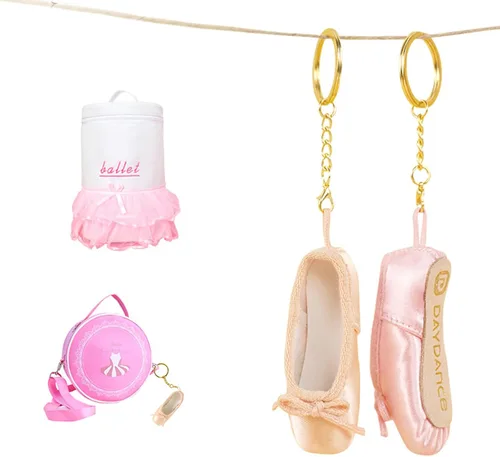 Vista 6 de BIBABLYKE Mini zapatos de ballet llavero zapatos de punta llaveros hechos a mano Pointe zapato encanto bolsa colgante regalo para amantes de la danza