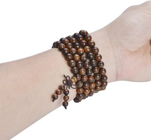 Vista 5 de Mala Beads Pulsera 108 0.315 in Meditación Sándalo Elástico..