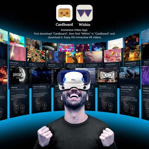 Vista 2 de Vecot Auriculares de realidad virtual de realidad virtual de realidad virtual 3D gafas de realidad virtual Incl (blanco)