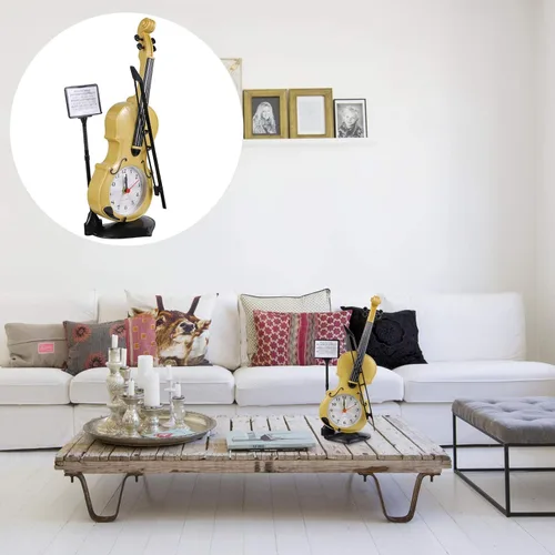 Vista 8 de BESPORTBLE Reloj despertador de violín electrónico con forma de violín para dormitorio, sala de estar, hogar D Cor y decoración de mesa de oficina