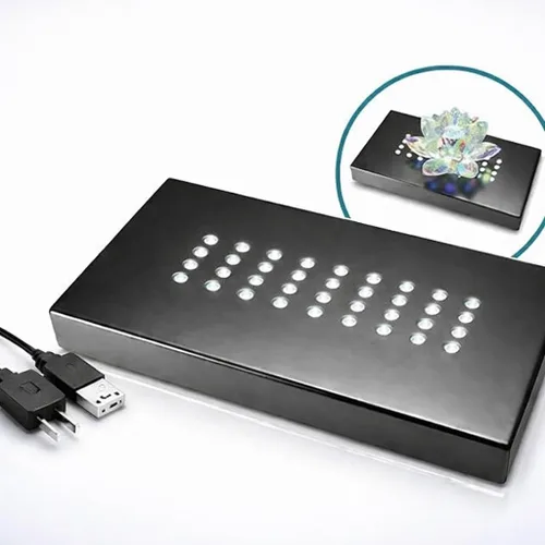 Vista 10 de Base Iluminada de 20 LED para Arte de Vidrio - Base de Soporte de Luz Blanca Satinada Rectangular en Negro Mate para Arte de Vidrio 3D, Decoración