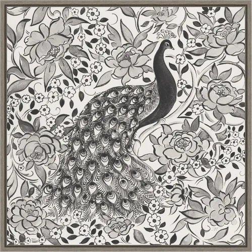 Vista 13 de Amanti Art Framed Canvas Wall Art 16x16 Peacock Garden III BW by Miranda Thomas, Framed Wall Art Canvas, Animals Artwork, Modern Decor, Small Poster