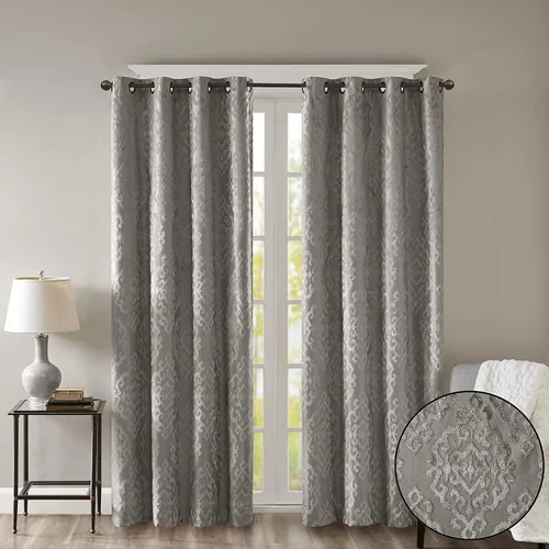 Vista 17 de Sun Smart Amelia - Cortina de oscurecimiento total jacquard con diseño paisley para dormitorio, panel individual de lujo para ventana de sala