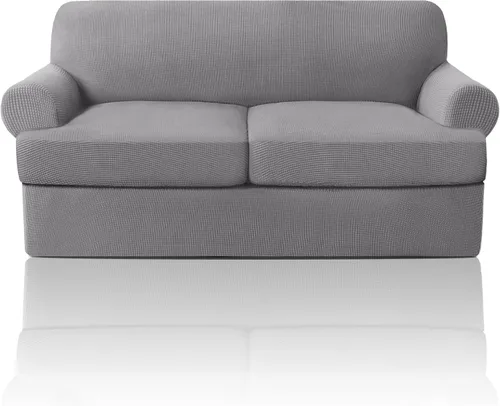 Vista 18 de PrinceDeco Fundas elásticas para sillón de 2 piezas, fundas de sofá para sillas con cojines en forma de T, fundas suaves para muebles con 1 funda