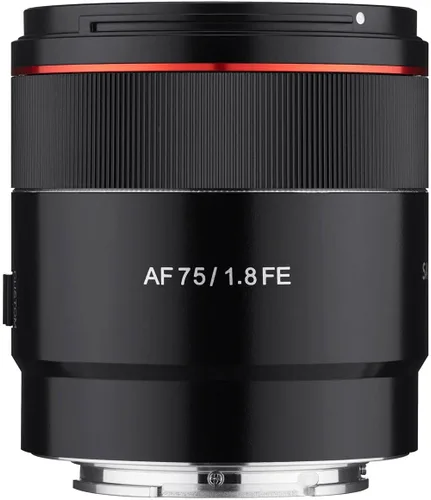 Vista 3 de Rokinon AF 2.953 in F1.8 Lente de teleobjetivo compacto de enfoque automático para Sony FE Mount, negro (IO75AF-E)