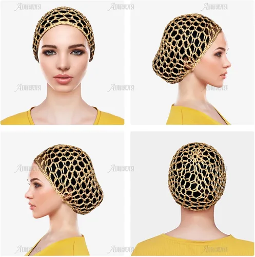 Vista 6 de AUEAR, Redes para el cabello para dormir, redecilla para dormir, gorro largo y recto, peluca rizada, protector de cabeza de malla para envolver