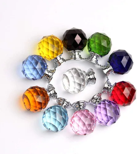 Vista 6 de 12 pomos de cristal de forma redonda de 1.18 pulgadas con tornillos, perilla de cajón para tirar, utilizada para cocina, tocador, puerta, armario