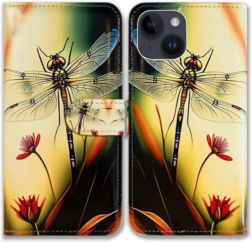 Vista 21 de Bcov Funda para iPhone 15 Plus, piel con tapa y función atril para iPhone 15 Plus, color verde pájaro negro