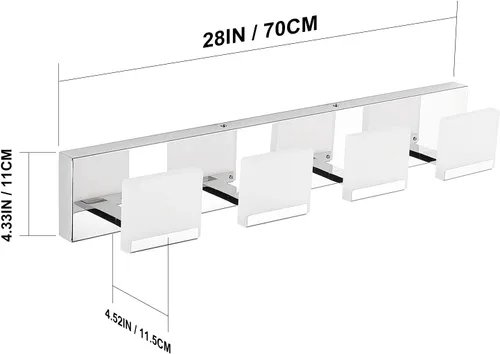 Vista 3 de Ralbay Luces de tocador modernas 4 luces LED modernas para tocador de baño, lámpara de pared sobre espejo