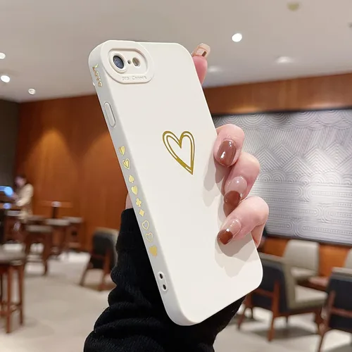 Vista 2 de Teageo - Funda bonita para iPhone SE 2022, SE 2020, iPhone 7, iPhone 8, beige For Women Girls, Luxury Heart Phone Case