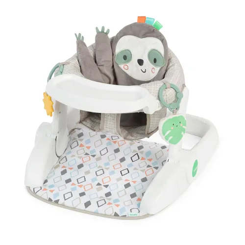 Vista 14 de Ingenuity Prop Spot Asiento de Piso para Aprender a Sentarse para Bebé, Bandeja Removible, 2 Juguetes Enlazables, Estera para Tiempo de Barriga Casi