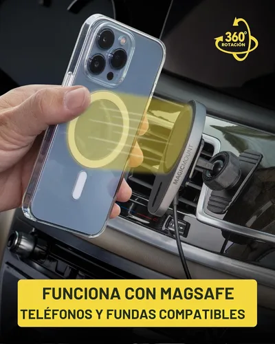 Vista 4 de Scosche MPQMD-SP MagicMount Charge Pro Qi2 Cargador de montaje en coche MagSafe de carga inalámbrica rápida, soporte magnético de teléfono celular