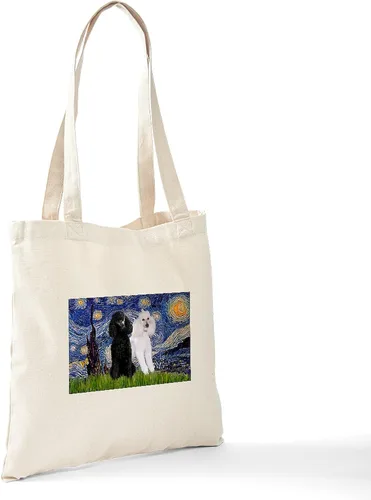 Vista 7 de CafePress The Starry Night by Vincent Van Gogh - Bolsa de lona reutilizable de lona beige, Caqui, S